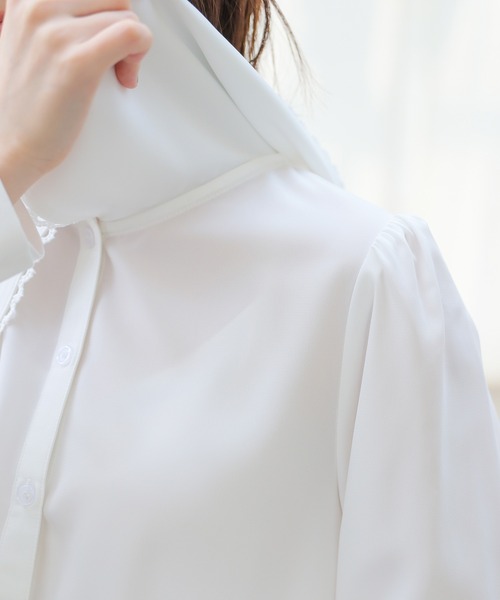 Honeys(ハニーズ)の「ビッグカラーブラウス(シャツ/ブラウス・レディース・ホワイト/ブラック/ピンク・L/M/S/LL)」の6枚目の写真