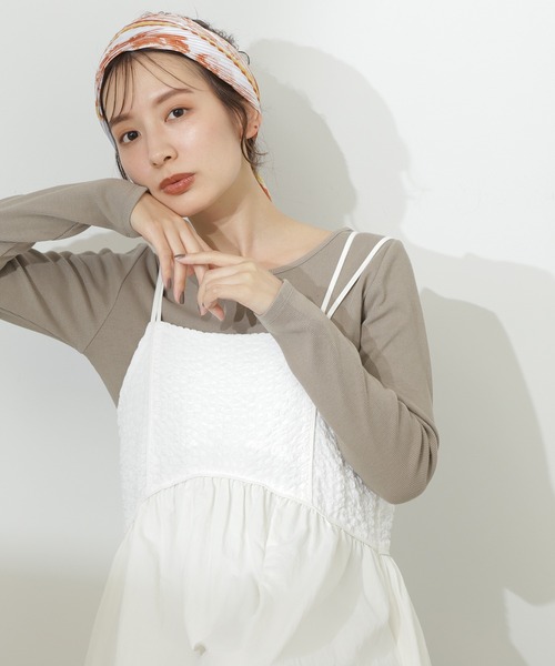 N.（N. Natural Beauty Basic）（エヌエヌナチュラルビューティーベーシック）の「◆テレコボートネックカットソー（Tシャツ/カットソー・レディース・モカ/オフホワイト/ブラック・MEDIUM）」の3枚目の写真