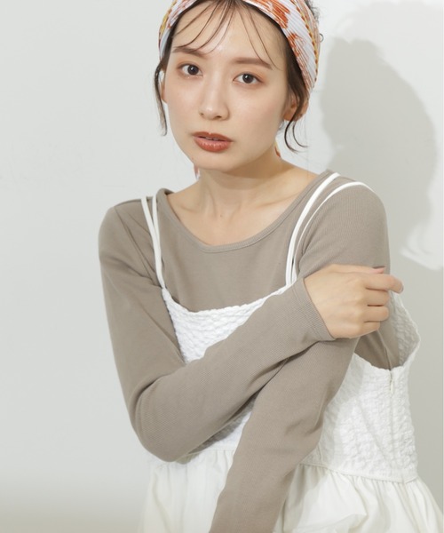 N.（N. Natural Beauty Basic）（エヌエヌナチュラルビューティーベーシック）の「◆テレコボートネックカットソー（Tシャツ/カットソー・レディース・モカ/オフホワイト/ブラック・MEDIUM）」の12枚目の写真