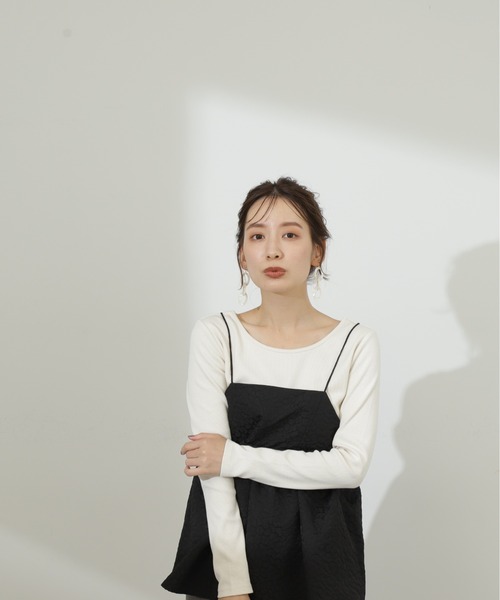 N.（N. Natural Beauty Basic）（エヌエヌナチュラルビューティーベーシック）の「◆テレコボートネックカットソー（Tシャツ/カットソー・レディース・モカ/オフホワイト/ブラック・MEDIUM）」の6枚目の写真