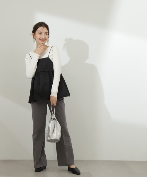 N.（N. Natural Beauty Basic）（エヌエヌナチュラルビューティーベーシック）の「◆テレコボートネックカットソー（Tシャツ/カットソー・レディース・モカ/オフホワイト/ブラック・MEDIUM）」の8枚目の写真