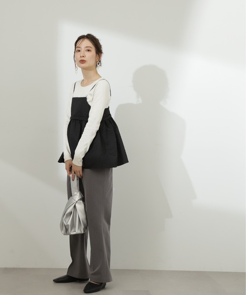 N.（N. Natural Beauty Basic）（エヌエヌナチュラルビューティーベーシック）の「◆テレコボートネックカットソー（Tシャツ/カットソー・レディース・モカ/オフホワイト/ブラック・MEDIUM）」の9枚目の写真