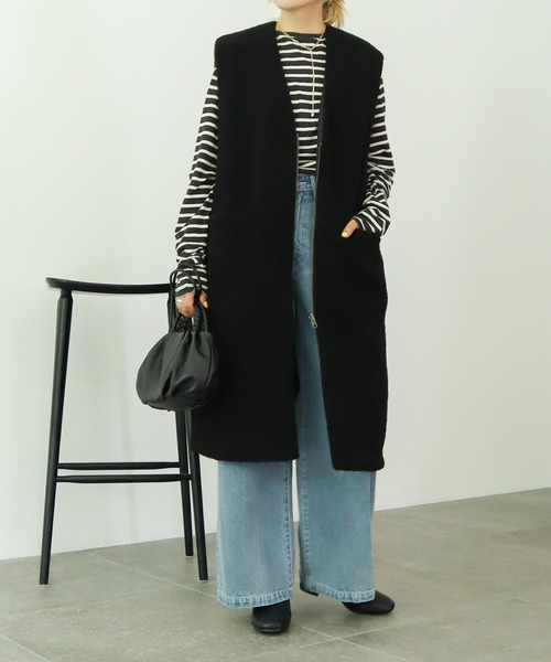 AMERICAN HOLIC(アメリカンホリック)の「キルポカリバーシブルVネックZIPジレ(ベスト・レディース・キャメル/ブラック・M/L)」の4枚目の写真