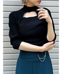 MURUA | パフスリーブデコルテオープンニット(ニット/セーター)