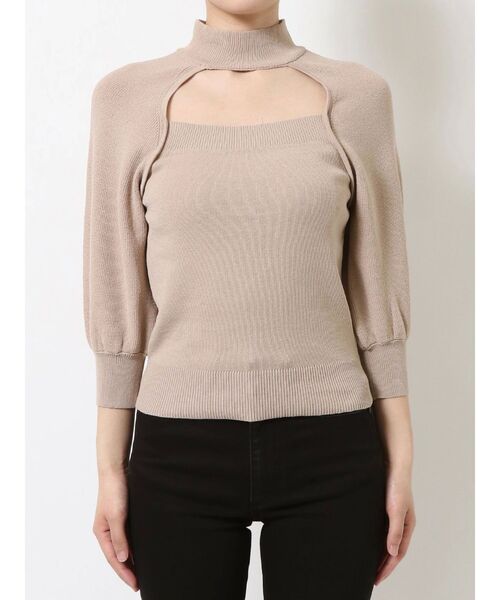 MURUA(ムルーア)の「パフスリーブデコルテオープンニット(ニット/セーター・レディース・グリーン/アイボリー/ブラック・FREE)」の14枚目の写真