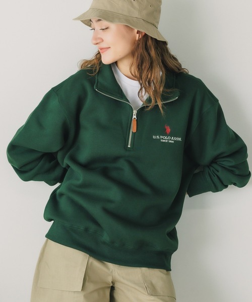 U.S. POLO ASSN.(ユーエスポロアッスン)の「U.S. POLO ASSN./ユーエスポロアッスン 裏起毛ハーフジップスウェット(スウェット・メンズ・ダークグリーン/ネイビー/ブラック/オフホワイト/ダークオレンジ・L/LL/M/S)」の1枚目の写真