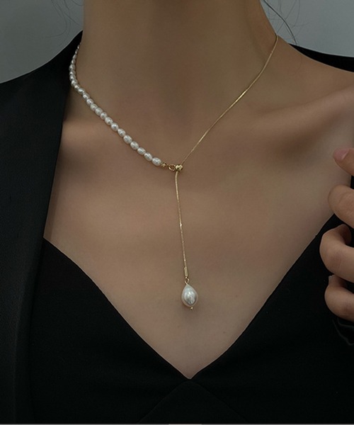 SETUP7(セットアップセブン)の「【SETUP7】スライドパールネックレス SCCH400(ネックレス・レディース・ゴールド・FREE)」の1枚目の写真