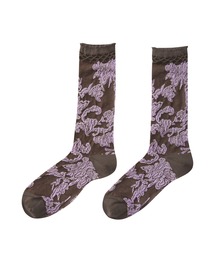 Botanical-jacquard Stretch-cotton Socks