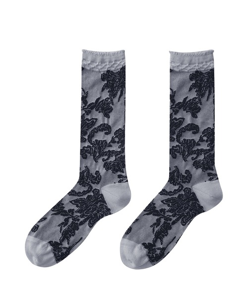 JNBY（ジェーエヌビーワイ）の「Botanical-jacquard Stretch-cotton Socks（ソックス/靴下・レディース・ホワイト/レッド/グリーン・ONE SIZE）」の2枚目の写真