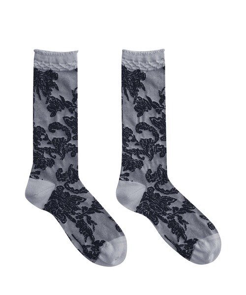 JNBY（ジェーエヌビーワイ）の「Botanical-jacquard Stretch-cotton Socks（ソックス/靴下・レディース・ホワイト/レッド/グリーン・ONE SIZE）」の4枚目の写真
