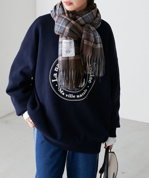 BONLECILL（ボンルシール）の「クラシックチェックボリュームマフラー/ストール（マフラー・レディース・グリーン/ブラウン/ベージュ/オレンジ・FREE）」の7枚目の写真