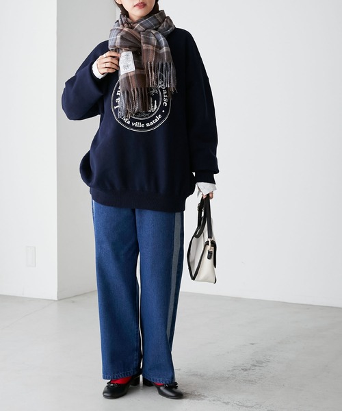 BONLECILL（ボンルシール）の「クラシックチェックボリュームマフラー/ストール（マフラー・レディース・グリーン/ブラウン/ベージュ/オレンジ・FREE）」の9枚目の写真