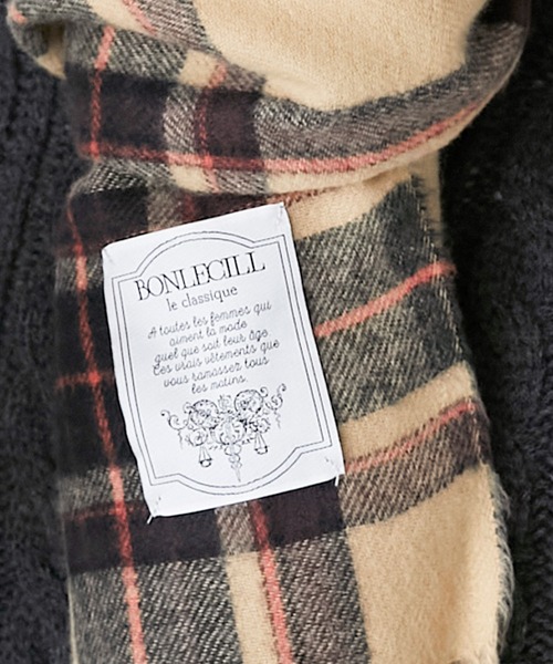 BONLECILL（ボンルシール）の「クラシックチェックボリュームマフラー/ストール（マフラー・レディース・グリーン/ブラウン/ベージュ/オレンジ・FREE）」の16枚目の写真