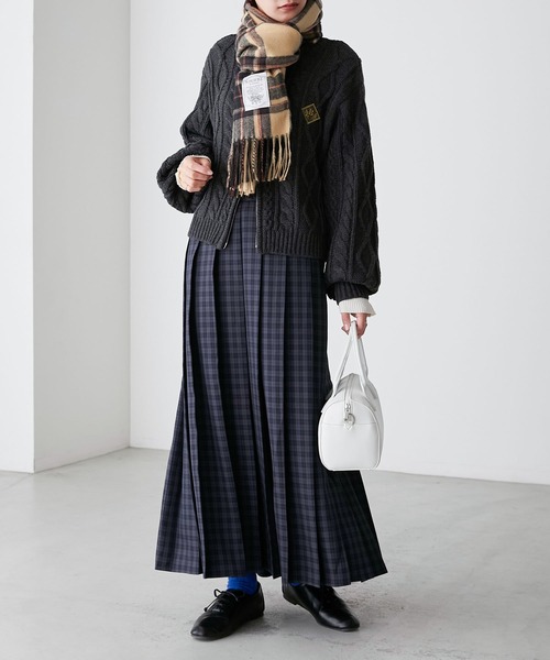 BONLECILL（ボンルシール）の「クラシックチェックボリュームマフラー/ストール（マフラー・レディース・グリーン/ブラウン/ベージュ/オレンジ・FREE）」の19枚目の写真