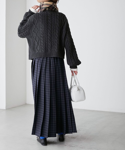 BONLECILL（ボンルシール）の「クラシックチェックボリュームマフラー/ストール（マフラー・レディース・グリーン/ブラウン/ベージュ/オレンジ・FREE）」の20枚目の写真