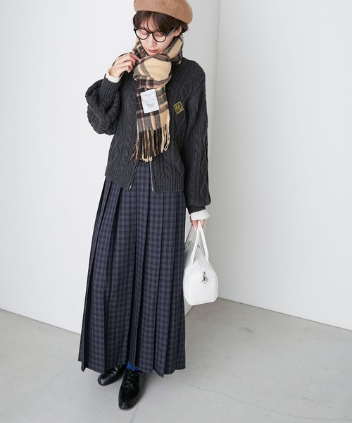 BONLECILL（ボンルシール）の「クラシックチェックボリュームマフラー/ストール（マフラー・レディース・グリーン/ブラウン/ベージュ/オレンジ・FREE）」の22枚目の写真