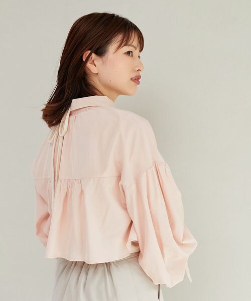 MAJESTIC LEGON(マジェスティックレゴン)の「ドロストショートシャツ(シャツ/ブラウス・レディース・ピンク/ネイビー/アイボリー・MEDIUM)」の21枚目の写真