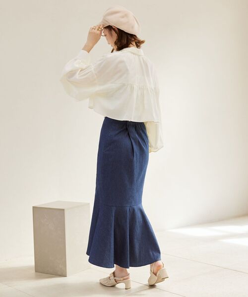MAJESTIC LEGON(マジェスティックレゴン)の「ドロストショートシャツ(シャツ/ブラウス・レディース・ピンク/ネイビー/アイボリー・MEDIUM)」の18枚目の写真
