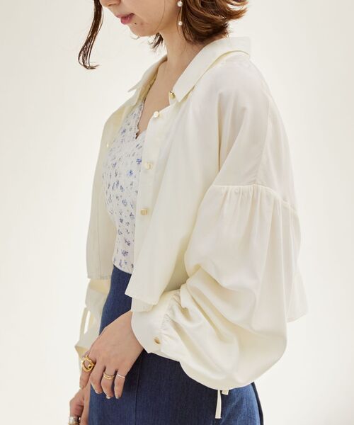 MAJESTIC LEGON(マジェスティックレゴン)の「ドロストショートシャツ(シャツ/ブラウス・レディース・ピンク/ネイビー/アイボリー・MEDIUM)」の15枚目の写真