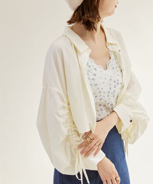 MAJESTIC LEGON(マジェスティックレゴン)の「ドロストショートシャツ(シャツ/ブラウス・レディース・ピンク/ネイビー/アイボリー・MEDIUM)」の14枚目の写真