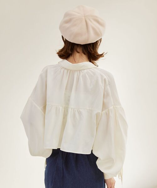 MAJESTIC LEGON(マジェスティックレゴン)の「ドロストショートシャツ(シャツ/ブラウス・レディース・ピンク/ネイビー/アイボリー・MEDIUM)」の13枚目の写真