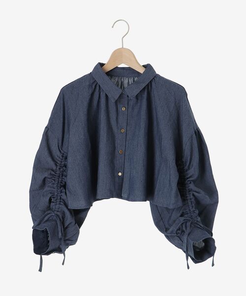 MAJESTIC LEGON(マジェスティックレゴン)の「ドロストショートシャツ(シャツ/ブラウス・レディース・ピンク/ネイビー/アイボリー・MEDIUM)」の10枚目の写真