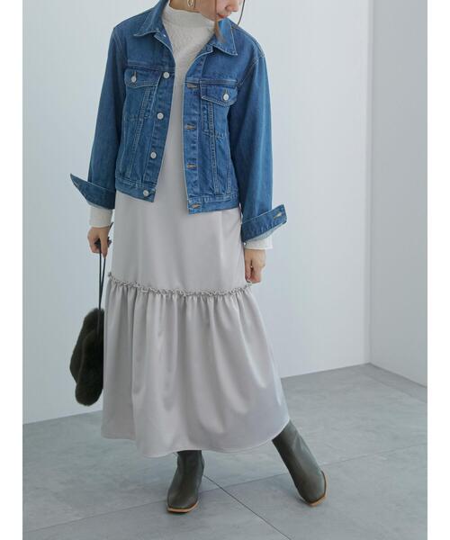 Te chichi（テチチ）の「レザーライクキャミワンピース（ワンピース・レディース・ブラック/ライトベージュ・F）」の8枚目の写真