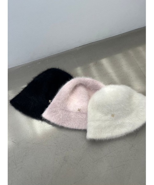 one after another NICE CLAUP（ワンアフターアナザーナイスクラップ）の「シャギークローシュハット（ハット・レディース・アイボリー/ブラック/ピンク・FREE）」の4枚目の写真