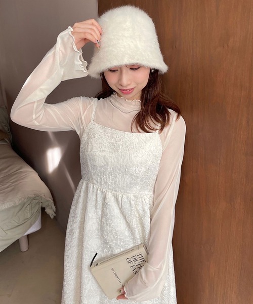 one after another NICE CLAUP（ワンアフターアナザーナイスクラップ）の「シャギークローシュハット（ハット・レディース・アイボリー/ブラック/ピンク・FREE）」の22枚目の写真