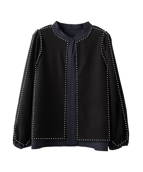 alotta(アロッタ)の「ふんわり裏起毛フロントタックブラウス(シャツ/ブラウス・レディース・スモークピンク/グレイッシュベージュ/ホワイト/ダークネイビー/ブラック系その他・M/L/LL/3L)」の8枚目の写真