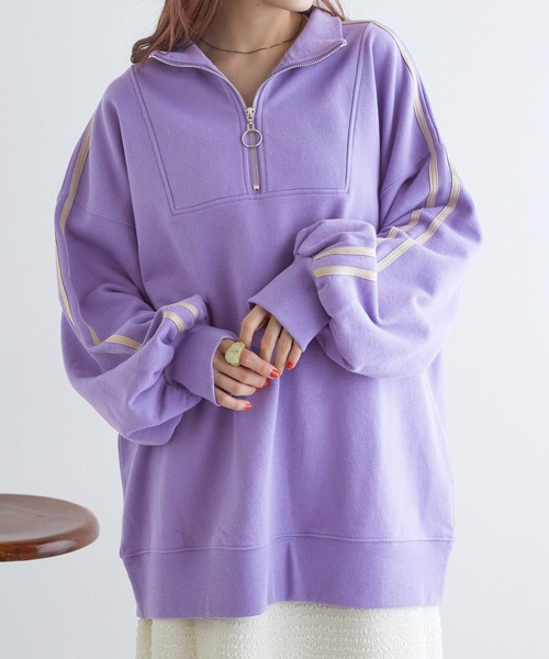 w closet（ダブルクローゼット）の「裏毛ライン入りハーフZIPスエット