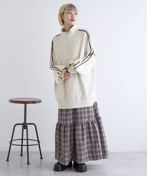 w closet（ダブルクローゼット）の「裏毛ライン入りハーフZIPスエット