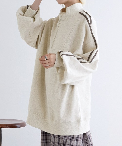 w closet（ダブルクローゼット）の「裏毛ライン入りハーフZIPスエット