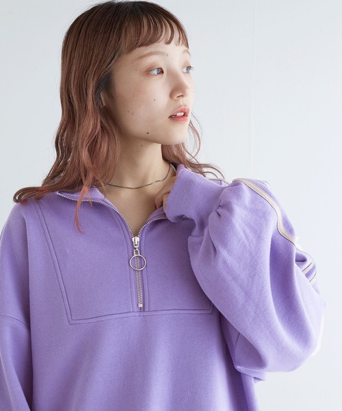 w closet（ダブルクローゼット）の「裏毛ライン入りハーフZIPスエット