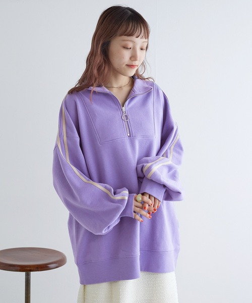 w closet（ダブルクローゼット）の「裏毛ライン入りハーフZIPスエット