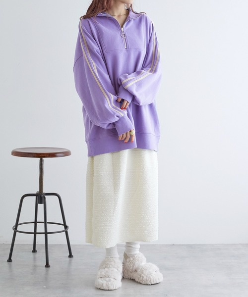 w closet（ダブルクローゼット）の「裏毛ライン入りハーフZIPスエット