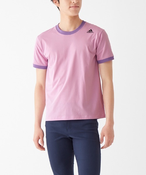 adidas（アディダス）の「adidas/アディダス ワンポイントロゴ Tシャツ 吸汗速乾（その他アンダーウェア/インナー・メンズ・ホワイト/オレンジ系その他/ネイビー/ブラック/ライラック・MEDIUM/LARGE/SMALL）」の4枚目の写真