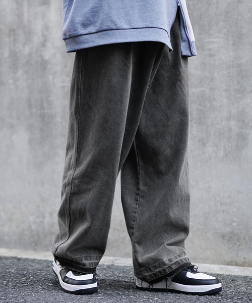 MinoriTY】カットオフワイドフィットストレートデニム ワイド