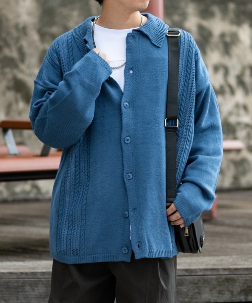 【セール】【i】透かし編み切替 ニットポロカーディガン（カーディガン/ボレロ）｜JOHN'S CLOSET（ジョンズクローゼット）