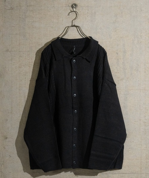 【セール】【i】透かし編み切替 ニットポロカーディガン（カーディガン/ボレロ）｜JOHN'S CLOSET（ジョンズクローゼット）