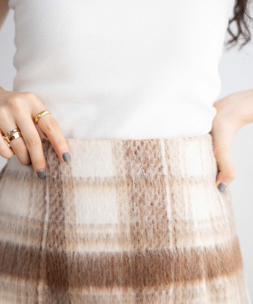 WEGO（ウィゴー）の「WEGO/シャギーチェックミニスカート（スカート・レディース・ベージュ系その他2/ブルー系その他2・FREE）」の5枚目の写真