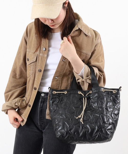 COOCO（クーコ）の「星柄キルティング２ＷＡＹ巾着トートバッグ／Ａ４対応（トートバッグ・レディース・ブロンズ/シルバー/ブラック・9）」の20枚目の写真