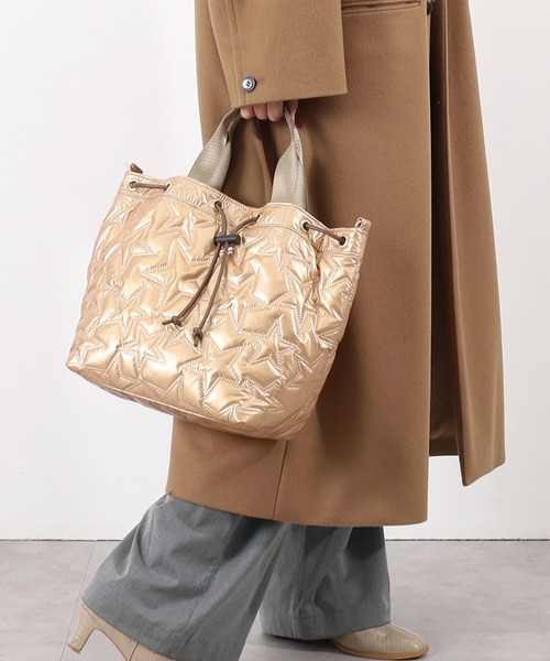 COOCO（クーコ）の「星柄キルティング２ＷＡＹ巾着トートバッグ／Ａ４対応（トートバッグ・レディース・ブロンズ/シルバー/ブラック・9）」の21枚目の写真