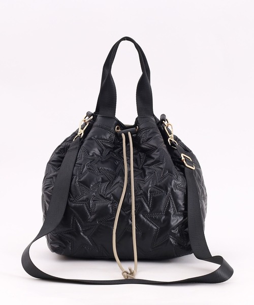 COOCO（クーコ）の「星柄キルティング２ＷＡＹ巾着トートバッグ／Ａ４対応（トートバッグ・レディース・ブロンズ/シルバー/ブラック・9）」の4枚目の写真