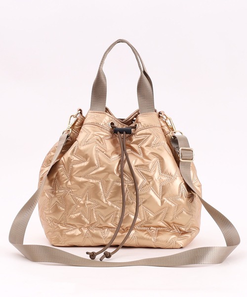 COOCO（クーコ）の「星柄キルティング２ＷＡＹ巾着トートバッグ／Ａ４対応（トートバッグ・レディース・ブロンズ/シルバー/ブラック・9）」の13枚目の写真