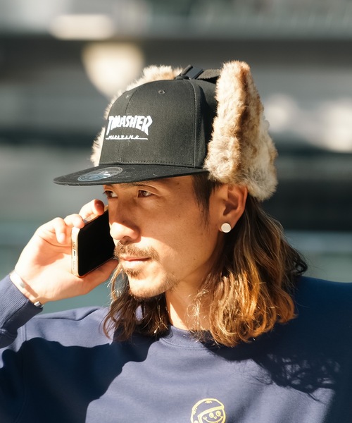 THRASHER（スラッシャー）の「HOMETOWN FLIGHT CAP/スラッシャーフライトキャップ(帽子)（キャップ・メンズ・ブラック・58cm）」の3枚目の写真