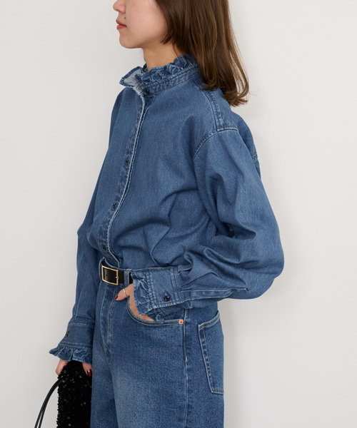 JOURNAL STANDARD relumeデニムフリルブラウス JOURNAL STANDARD relume ブラウス シャツ 「25AW新作」スタンド