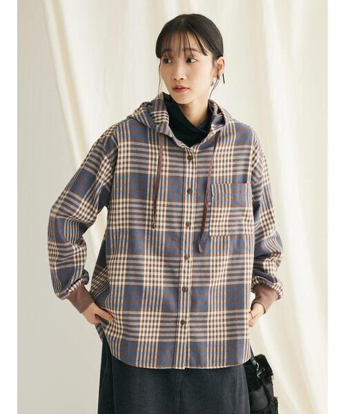 CRAFT STANDARD BOUTIQUE(クラフトスタンダードブティック)の「ネルチェックリブ付フードシャツL/S(シャツ/ブラウス・レディース・ブルー/オレンジ・FREE)」の11枚目の写真