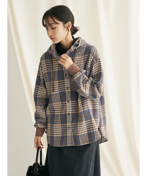 CRAFT STANDARD BOUTIQUE(クラフトスタンダードブティック)の「ネルチェックリブ付フードシャツL/S(シャツ/ブラウス・レディース・ブルー/オレンジ・FREE)」の18枚目の写真