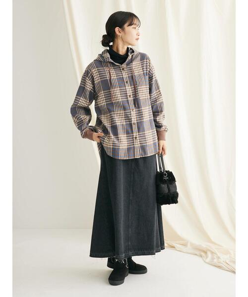 CRAFT STANDARD BOUTIQUE(クラフトスタンダードブティック)の「ネルチェックリブ付フードシャツL/S(シャツ/ブラウス・レディース・ブルー/オレンジ・FREE)」の10枚目の写真